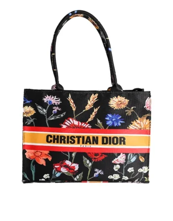 Christian Dior Black Floral Canvas Tote Bag – Luxury Designer Handbag for Women in Pakistan